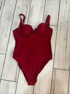 Shade & Shore Burgundy One-Piece Swimsuit